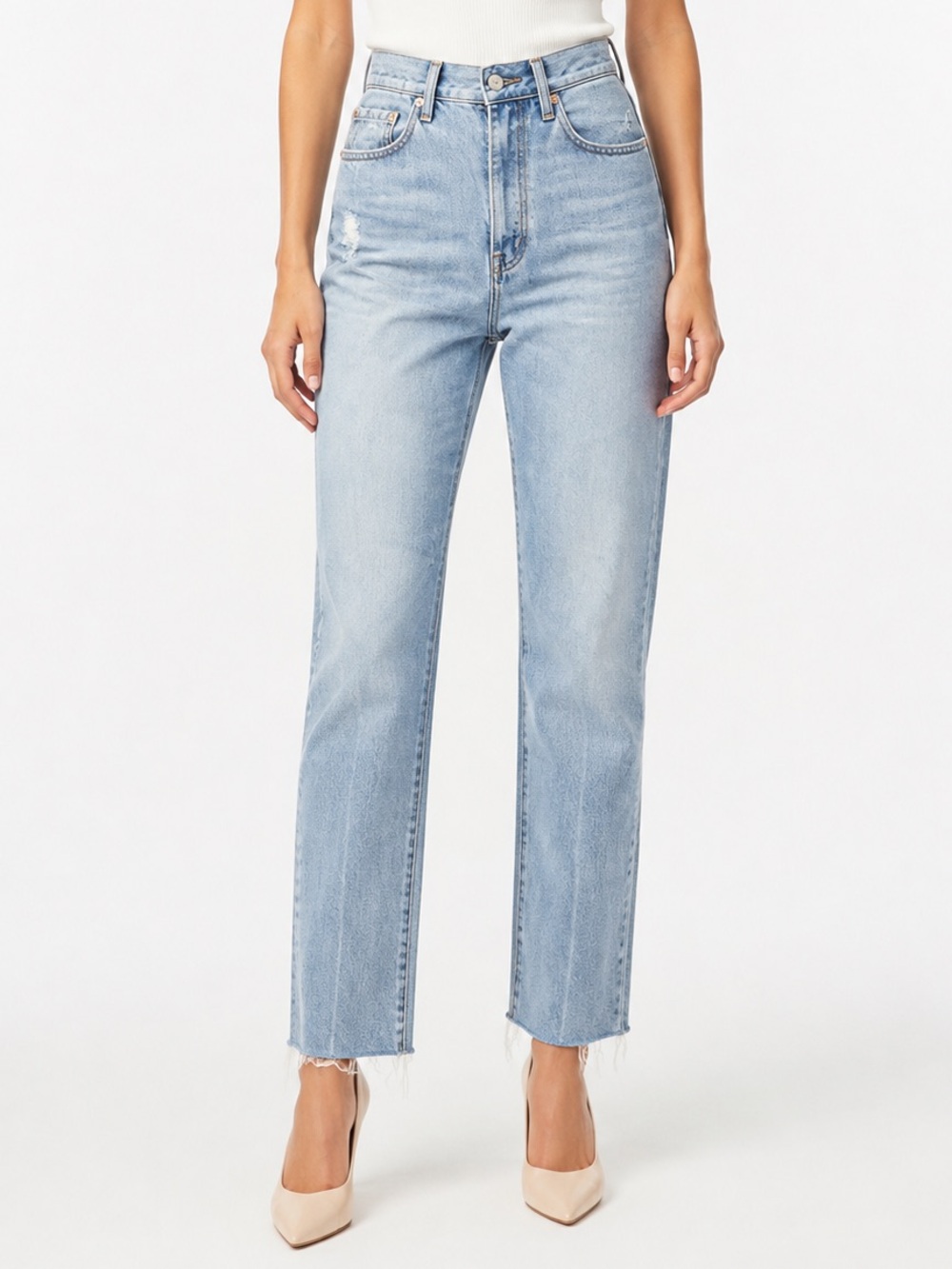 Pistola NEW! Charlie High Rise Straight Jeans in Wonders SIZE 26 raw hem modern